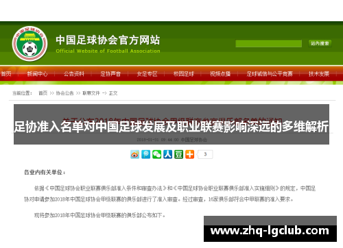 足协准入名单对中国足球发展及职业联赛影响深远的多维解析